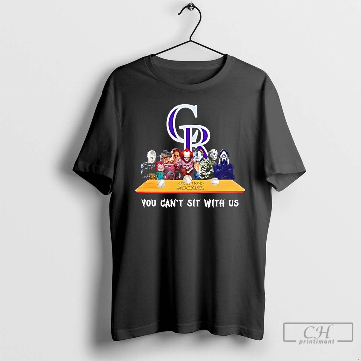 Classic Horror Movie Characters You Cant Sit With Us Colorado Rockies Halloween T Shirts
