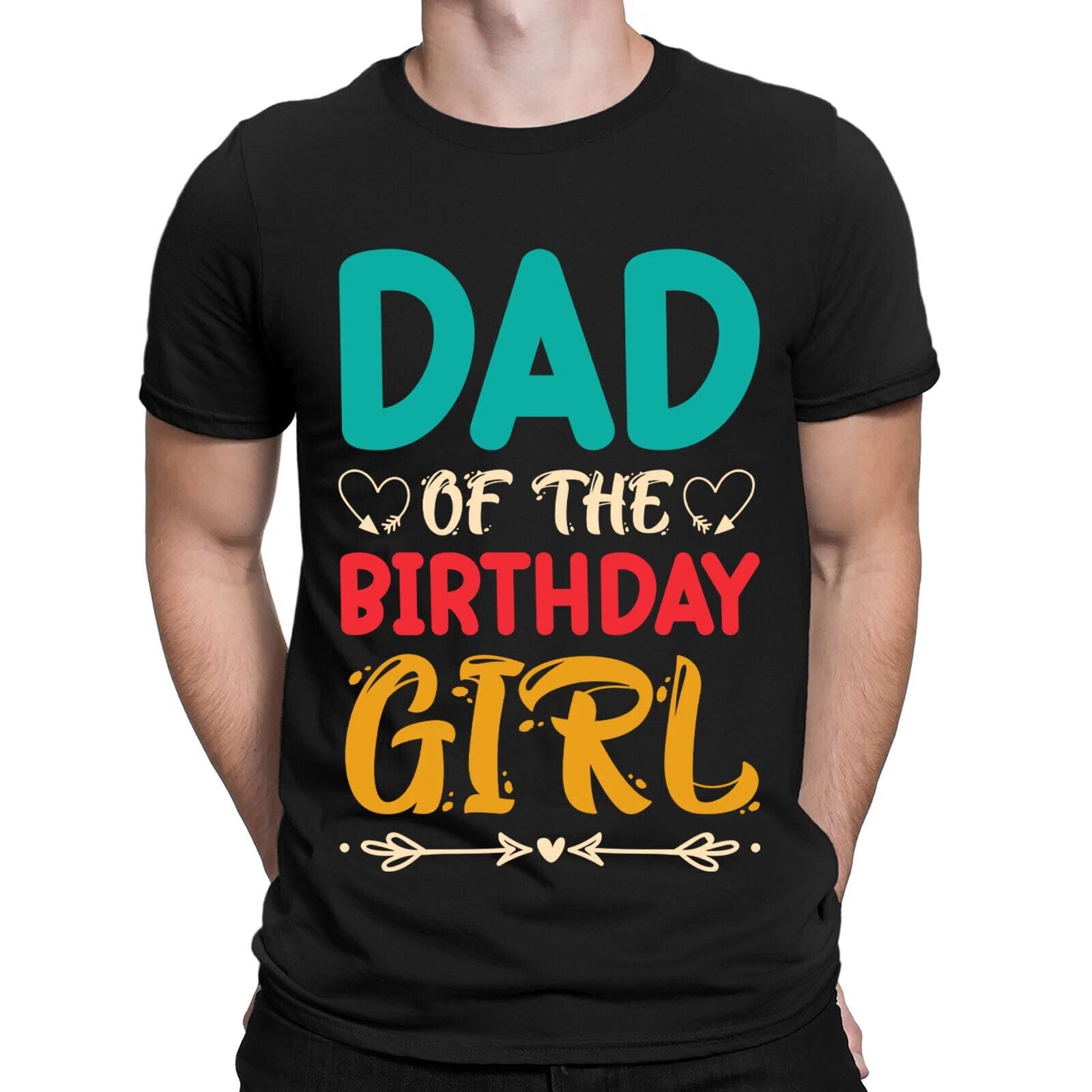 Dad Of The Birthday Girl Celebration Party Vintage Mens T-Shirts Tee Top #BAL