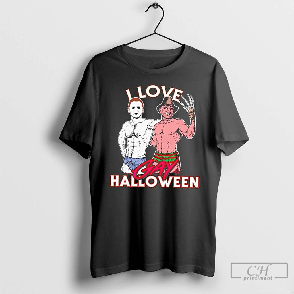 Premium Jason Voorhees Vs Freddy Krueger I Love Gay Halloween T Shirts