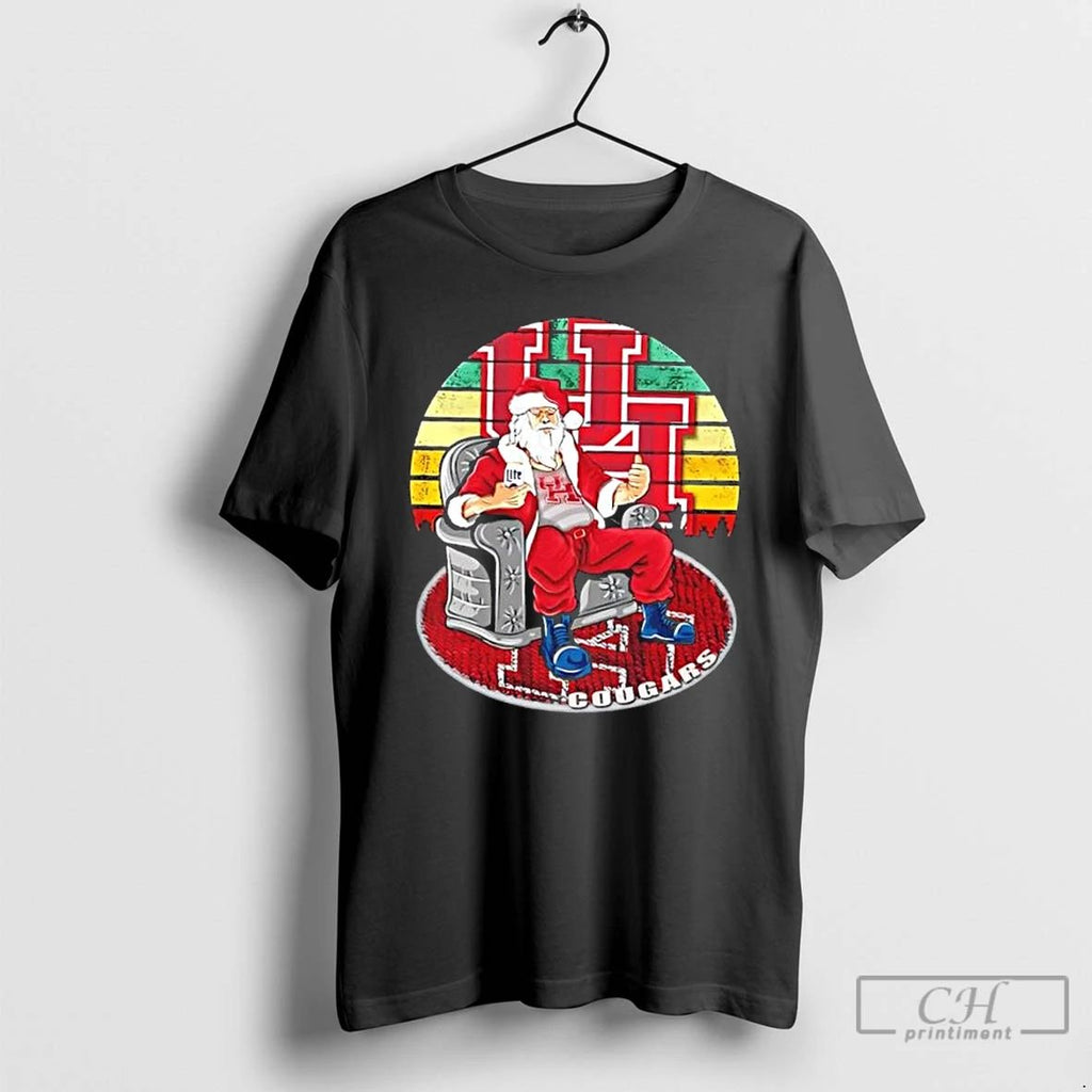 Premium Houston Cougars X Santa Claus Christmas Vintage T Shirts