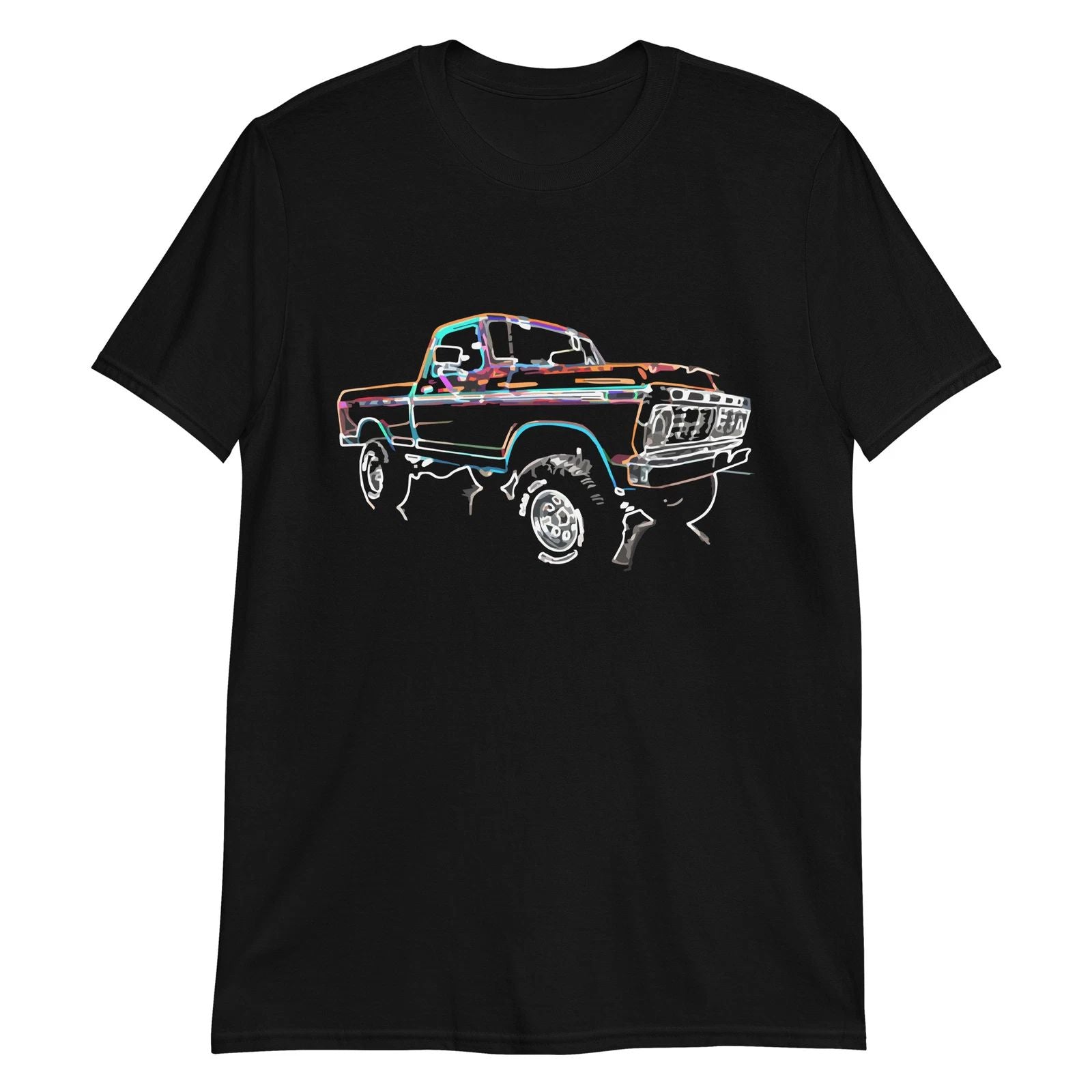 1975 Ford F100 Vintage Pickup Truck Outline Art Short-Sleeve Unisex T-Shirt