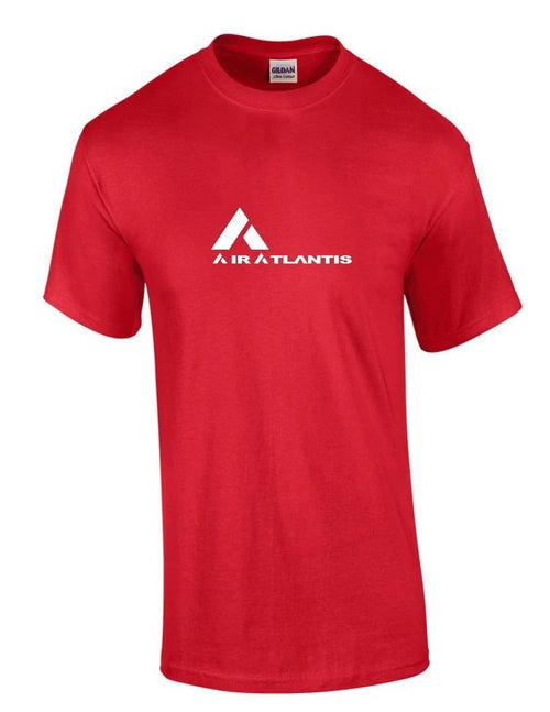 Air Atlantis White Logo Portuguese Airline Aviation Geek Red Cotton T-shirt