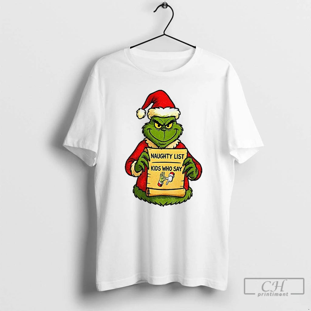 Classic Christmas Grinch Santa Naughty List Kids Who Say 6 7 Six Seven Funny