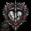 Fantasy Heart & Sword Mens Cotton T-Shirt Tee Top