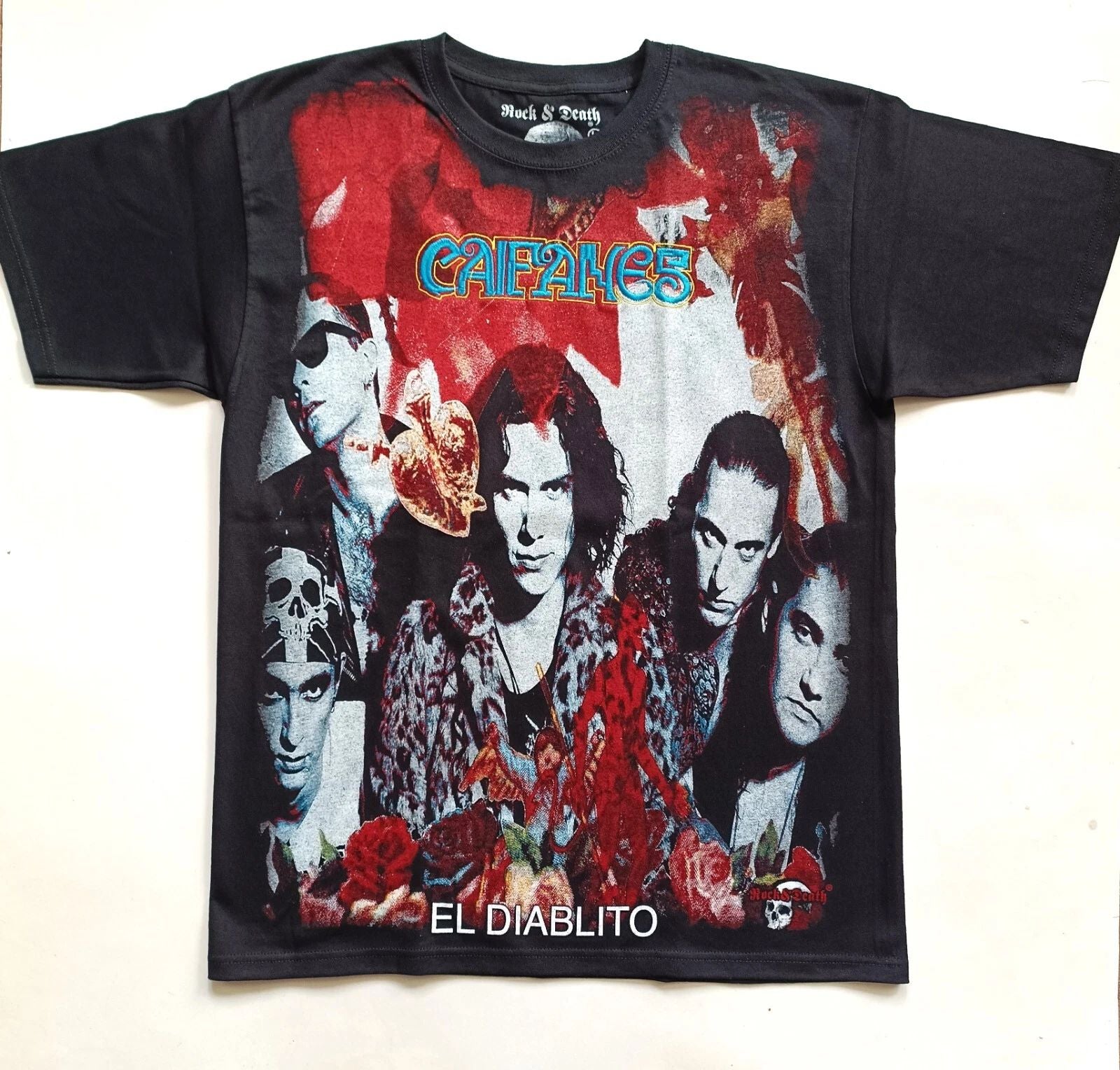 CAIFANES T-Shirt RARE Embroidered Logo Silencio Jaguares Tri Soda Stereo Fobia