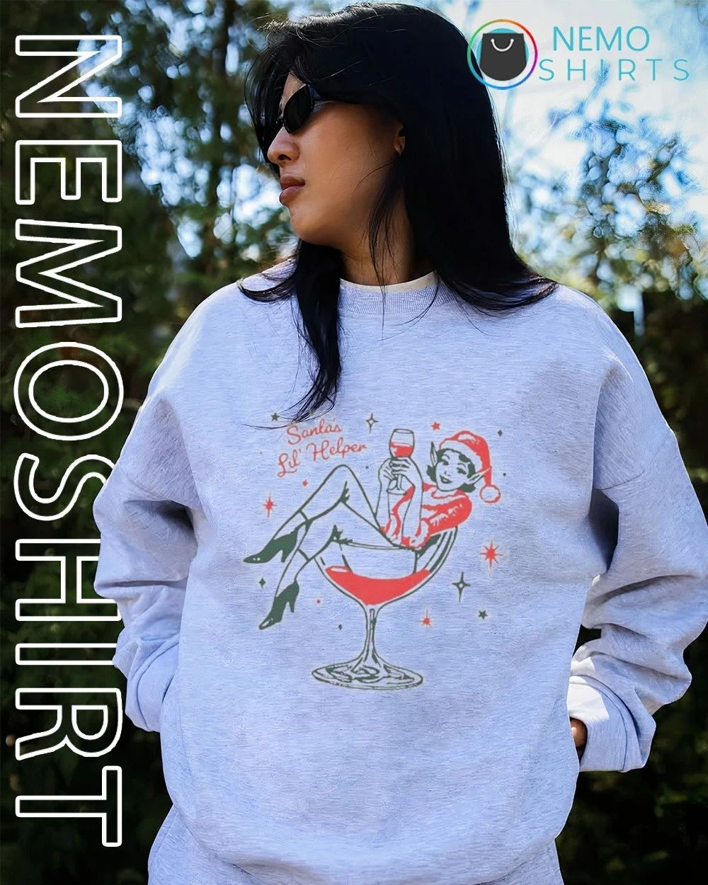 Santa’s Lil’ Helper Vintage Elf Pin-Up Christmas shirt