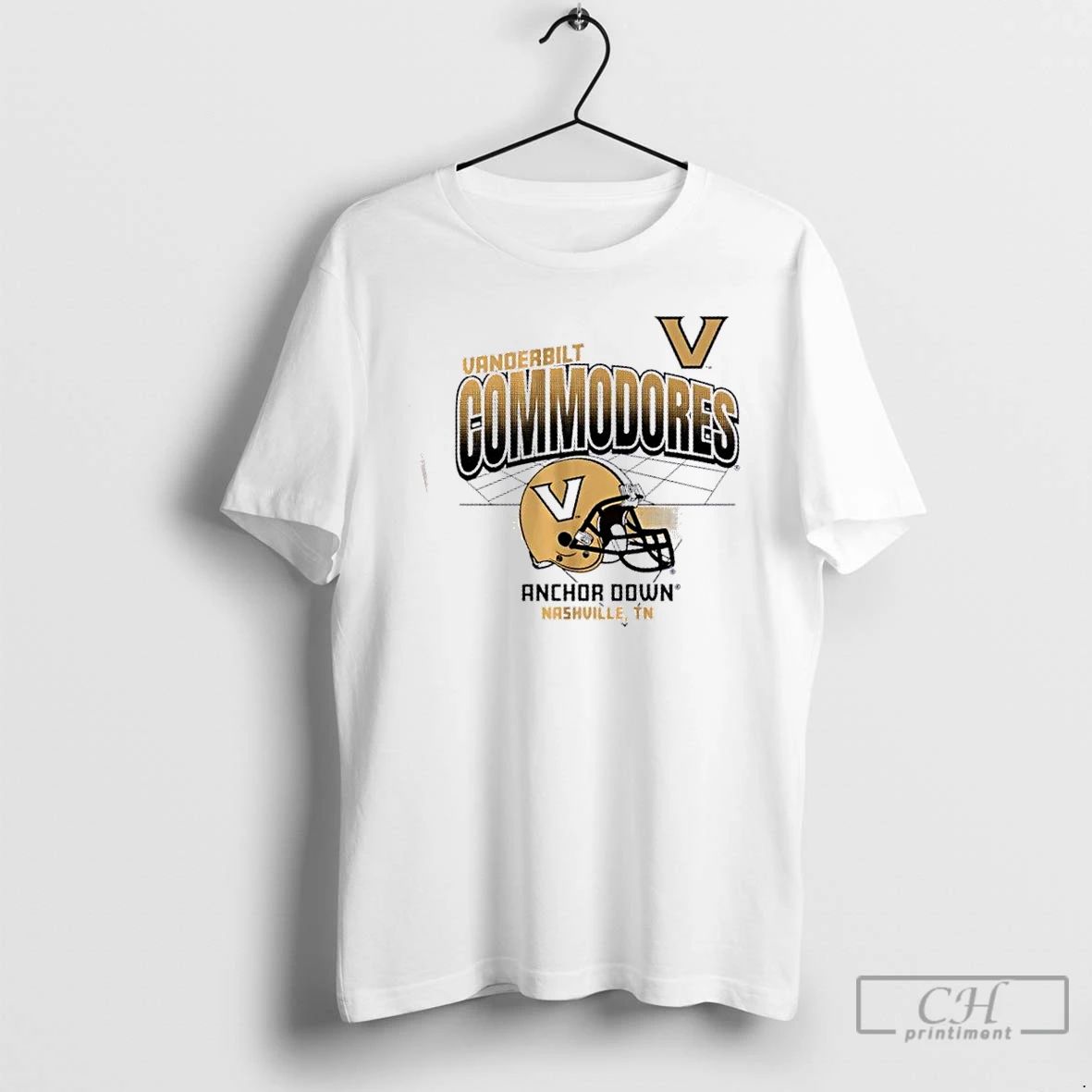 Classic Vanderbilt Commodores Anchor Down Nashville Football Helmet Grid T Shirts