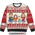Christmas Chibi Family Holding Gift - Personalized Unisex Ugly Sweater