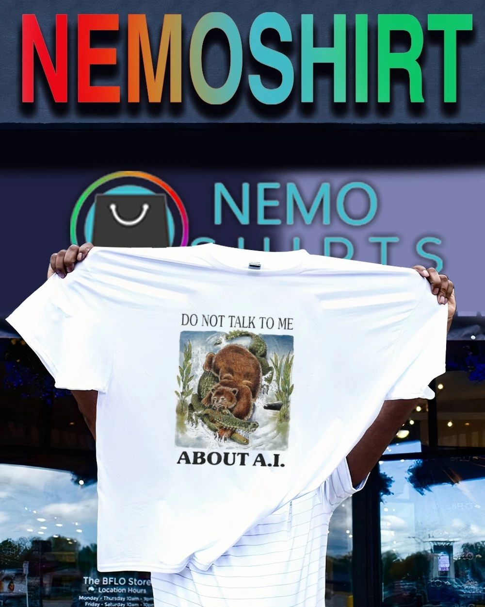 Bear bite gator do not talk to me about AI shirt