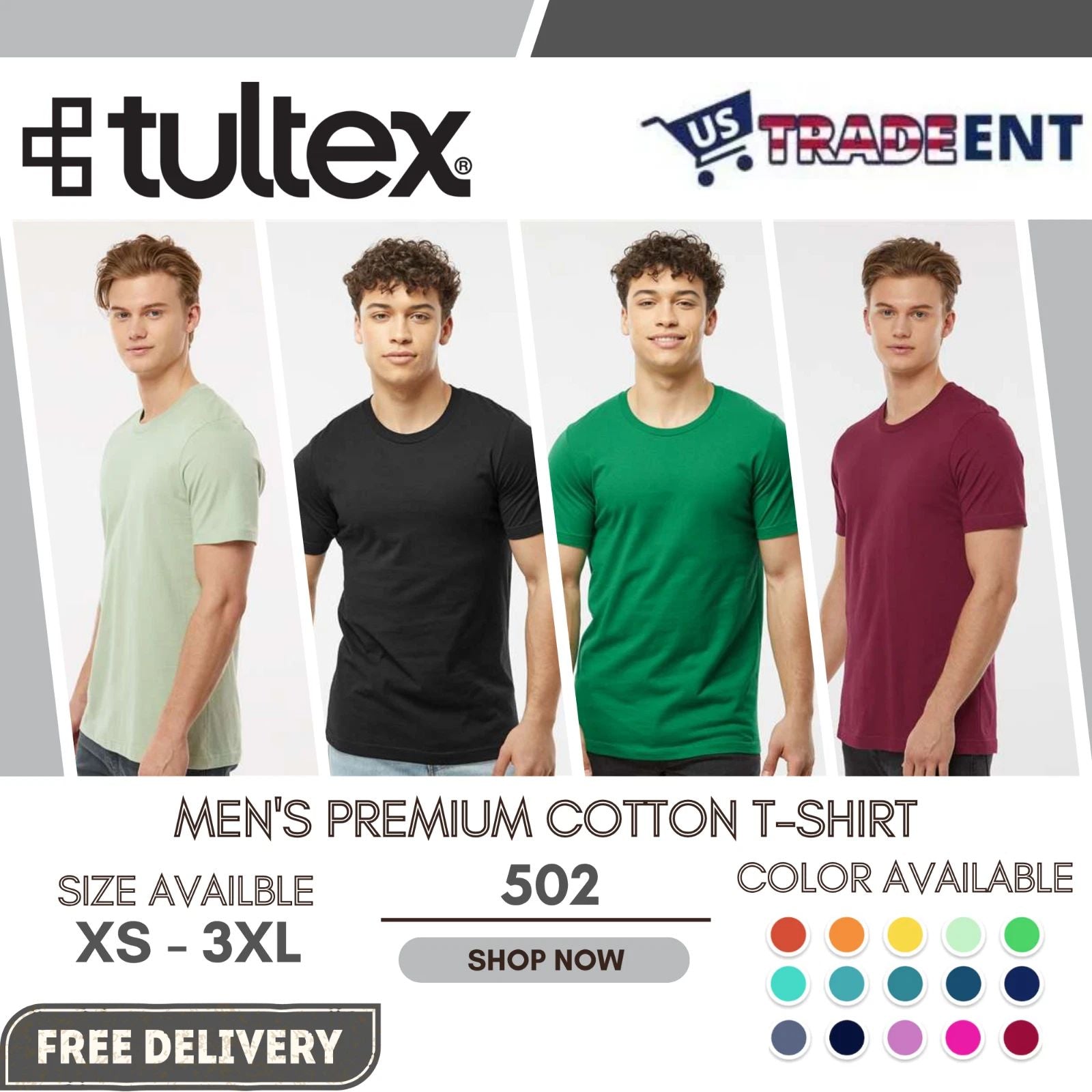 Tultex 502 Mens Short Sleeve Classic Premium fitted Cotton T-Shirt