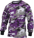 Mens Purple Camouflage Long Sleeve Tactical Military T-Shirt Ultra Violet LS Tee