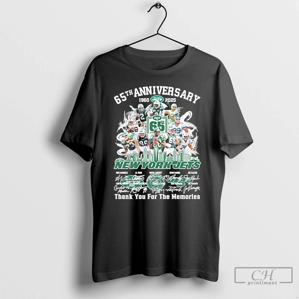 Premium 65th Anniversary 1960 2025 New York Jets Team Signatures T Shirts