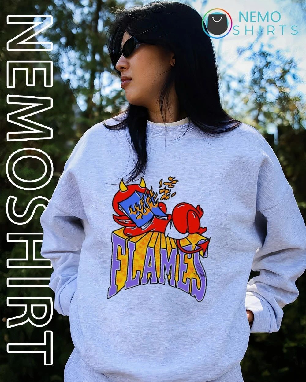 Devil Reading a Book of Flames fire demon shirt