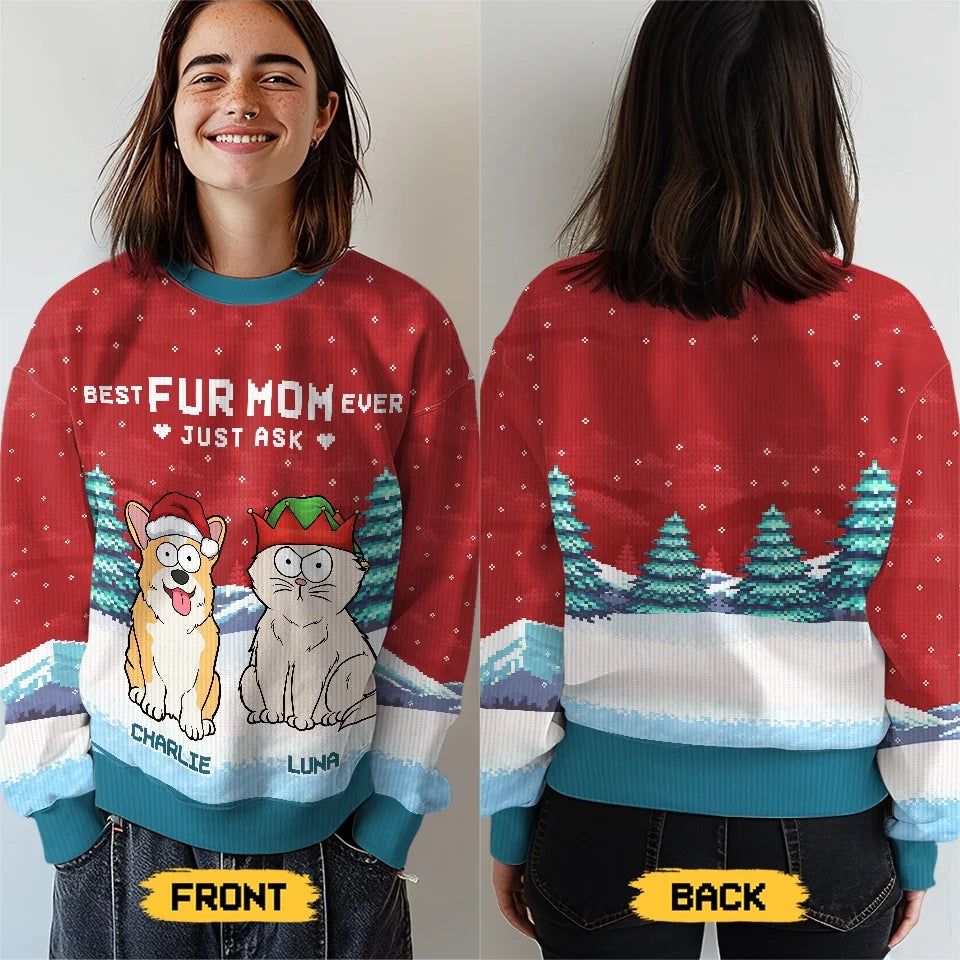 A Cozy Way To Celebrate Christmas With Your Furry Friends - Dog & Cat Personalized Custom Ugly Sweatshirt - Unisex Wool Jumper - Christmas Gift For Dog Lovers, Cat Lovers