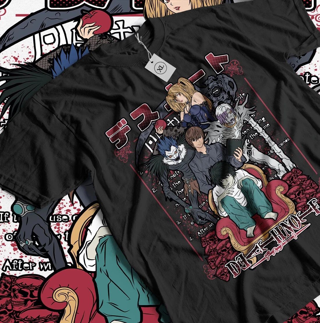 Death Note L T-Shirt Kira Ryuk Manga Strip Horror Anime Unisex T-shirt - Black