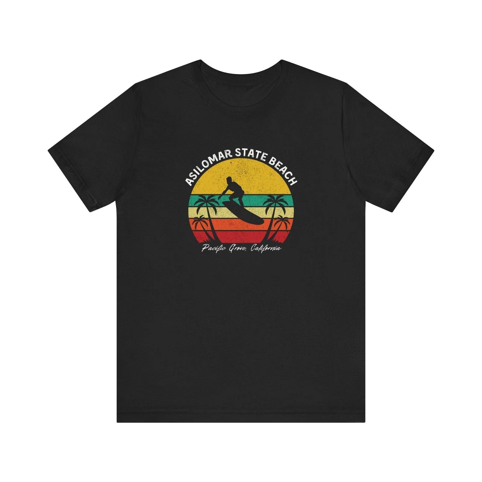 Asilomar State Beach Pacific Grove CA Surf T-Shirt Retro Sunset Surfer Men's Tee