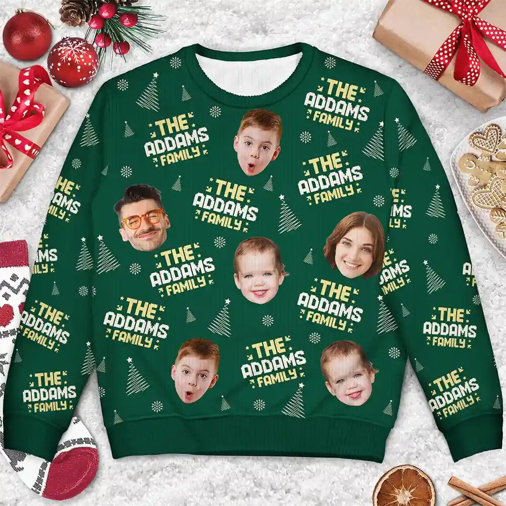 Custom Photo Family Name - Personalized Unisex Ugly Sweater