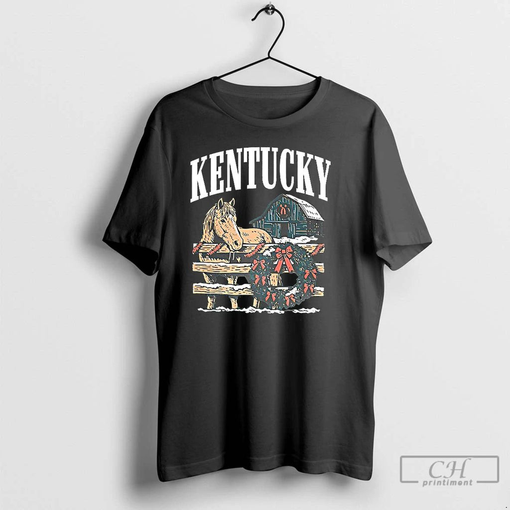 Premium The Kentucky Holiday Horse Wreath Christmas Vintage T Shirts