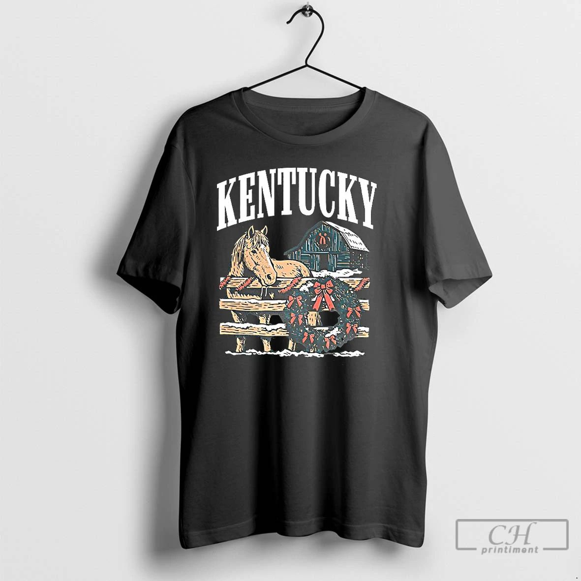 Premium The Kentucky Holiday Horse Wreath Christmas Vintage T Shirts