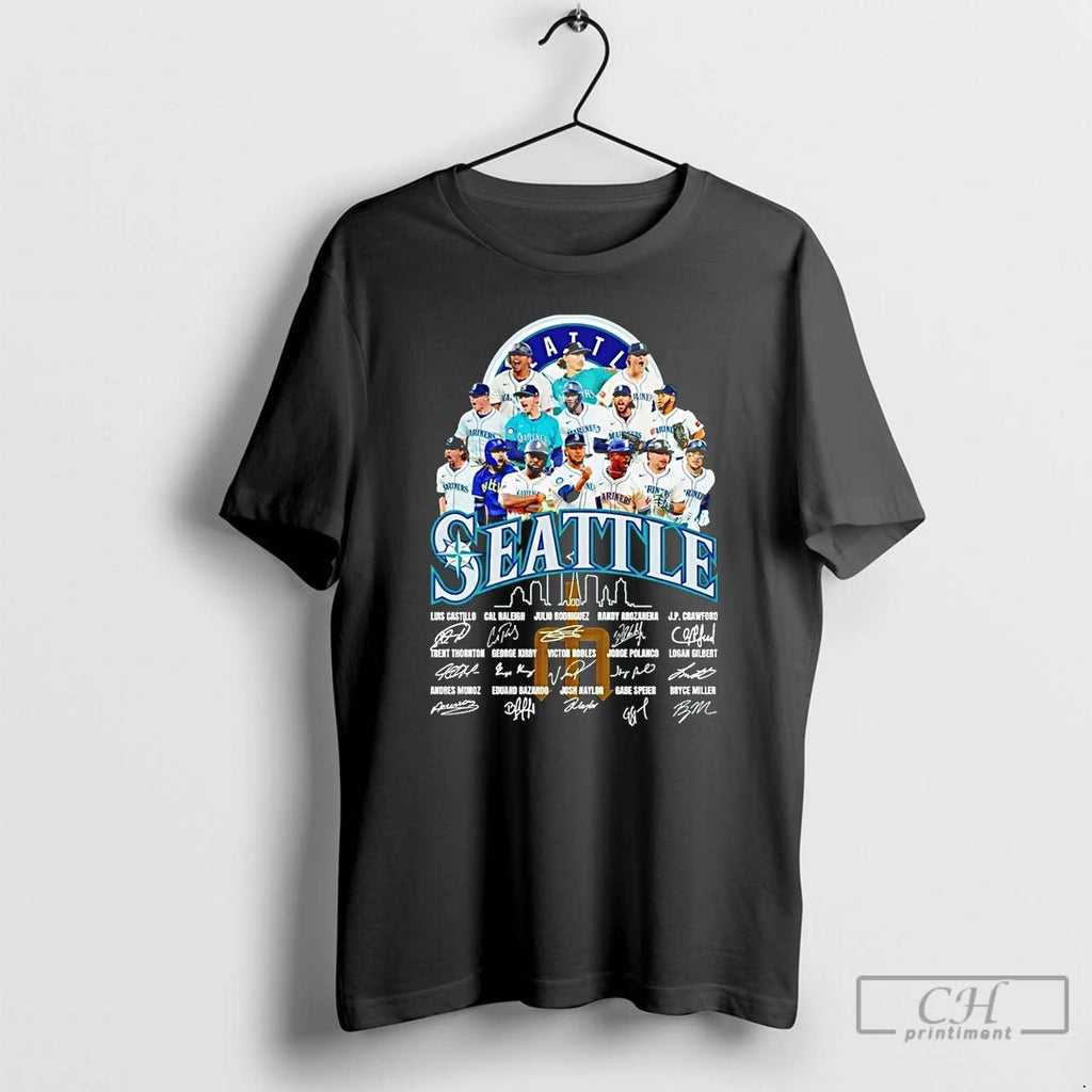 Classic Seattle Mariners Signatures Skyline 2025 T Shirts