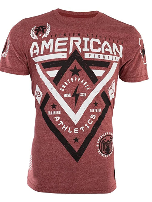 AMERICAN FIGHTER Alaska Red Black Athletic Mens Crewneck T-shirt XL-2XL NWT