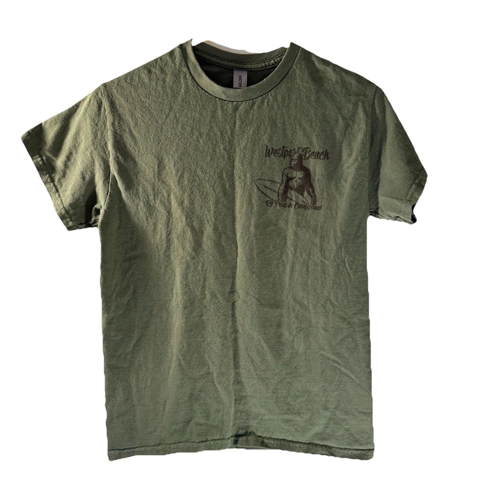 Gildan Ultra Cotton Men's Green Graphic Print T-Shirt Size S