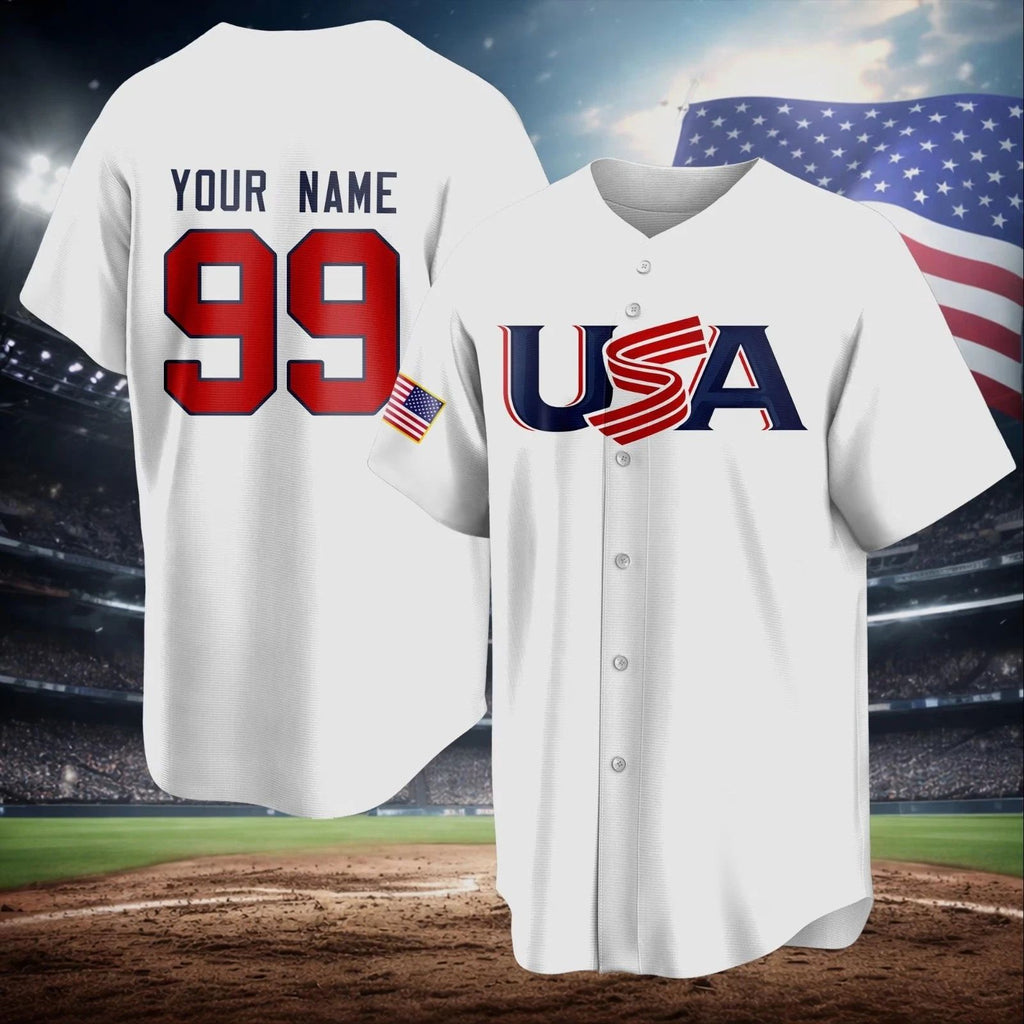 Custom USA Baseball Jersey Personalized Name Number No Piping Team Uniform S-5XL