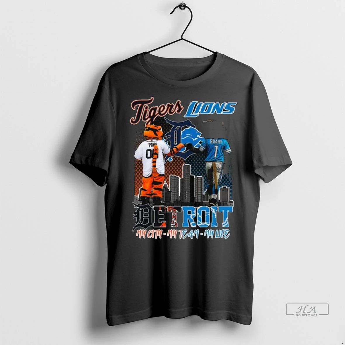 Officials Trendy Detroit Tigers And Detroit Lions My City My Team My Life Mascot Long