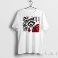 Classic Christmas Raccoon Selfie Santa Suit Holiday Photo Frame White T Shirts