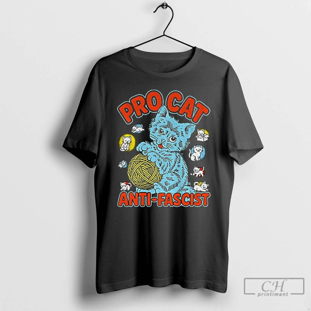Premium Funny Cat Meme Pro Cat Anti Fascist T Shirts