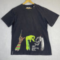 Vintage LRG T-Shirt Mens L Black Graffiti Art Tee Distressed Bleach Stain Rare