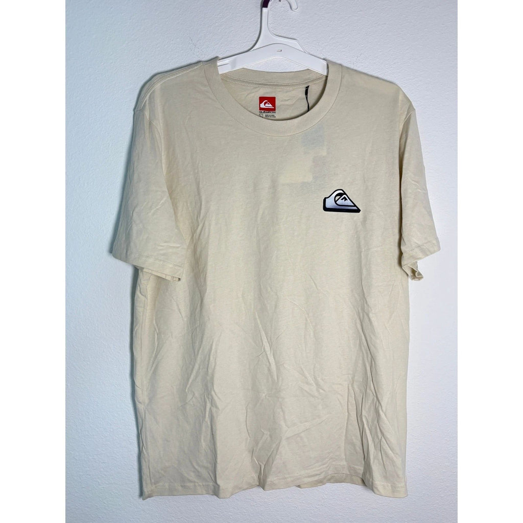Quiksilver Mens Skull Palm Tree Surf Graphic T-Shirt Beige Large NWT