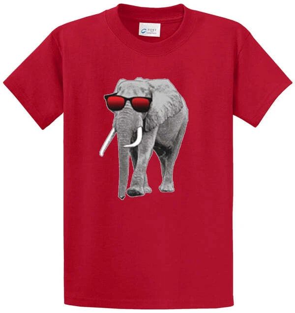 Elephant With Sunglasses Graphic Printed Tee Shirt in Regular & Big & Tall Size