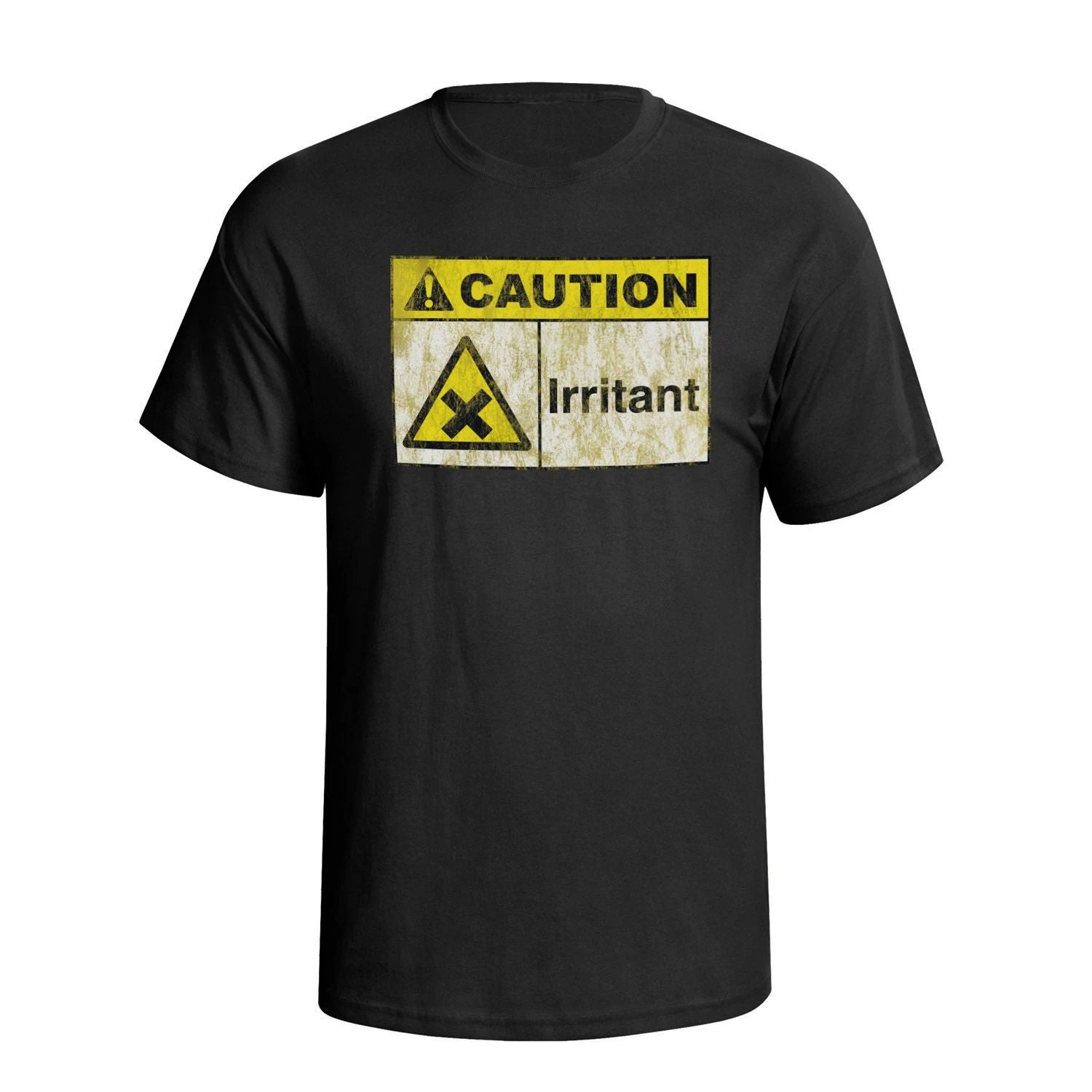 Caution Irritant Funny Mens  COTTON T-Shirt Birthday Premium Quality