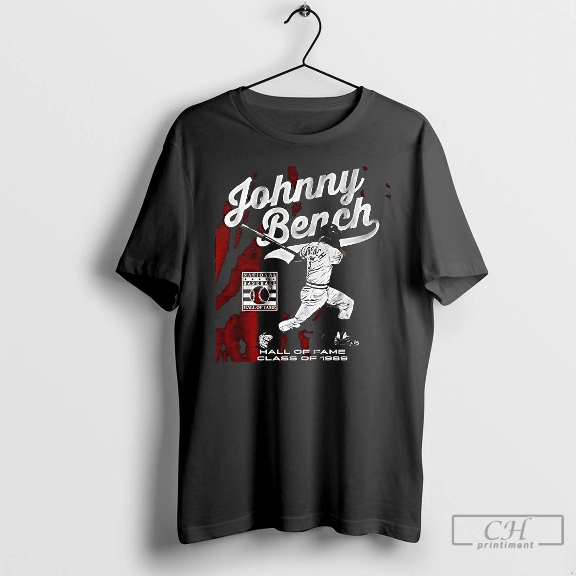 Classic Johnny Bench Hall Of Fame Class Of 1989 Baseball Signature T Shirts