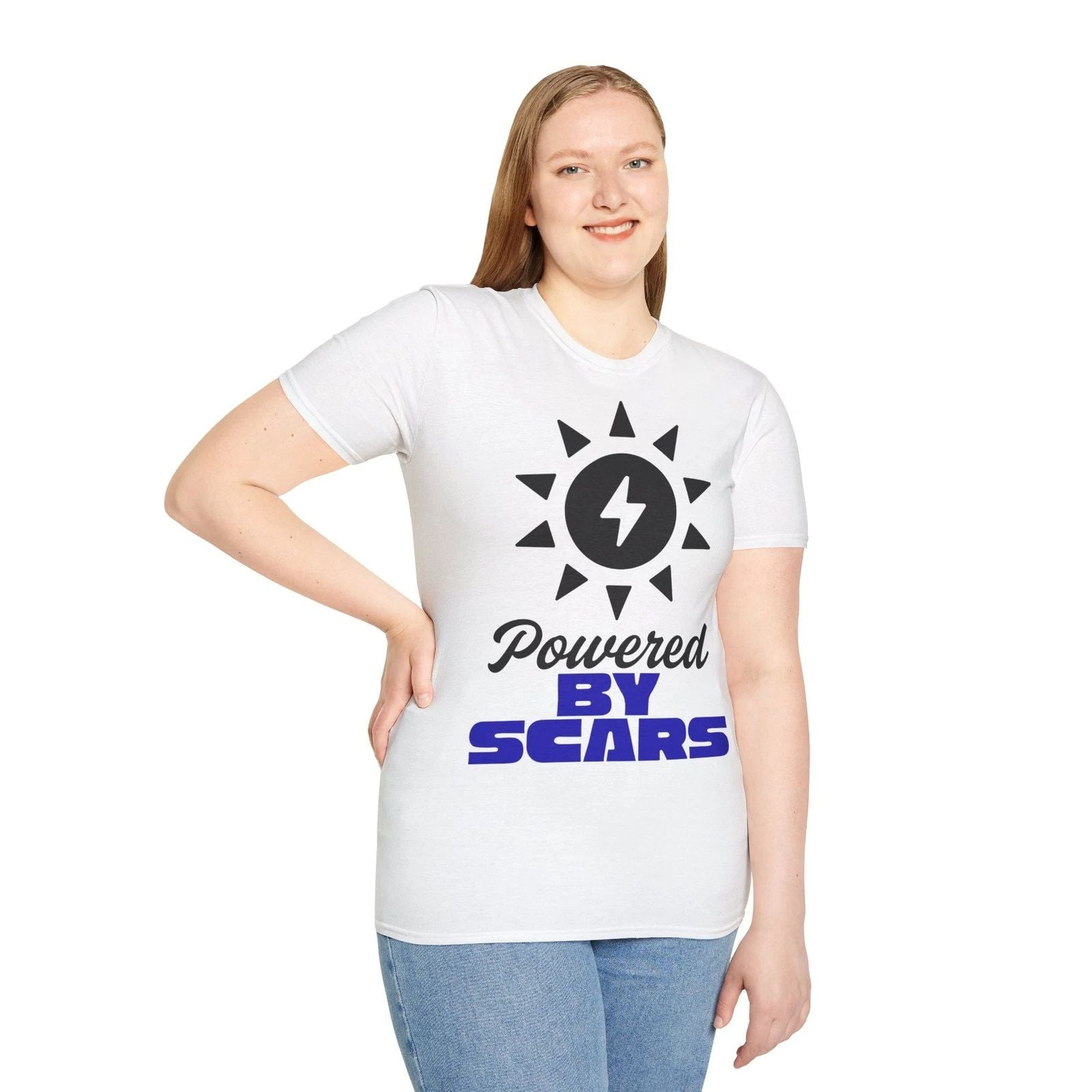 Powered By Scars Motivational Tee | Unisex Softstyle T-Shirt