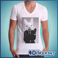 T-shirt V Neck Rabbit Cattivo Bad Rabbit The Happiness Is Have My-Shirt New