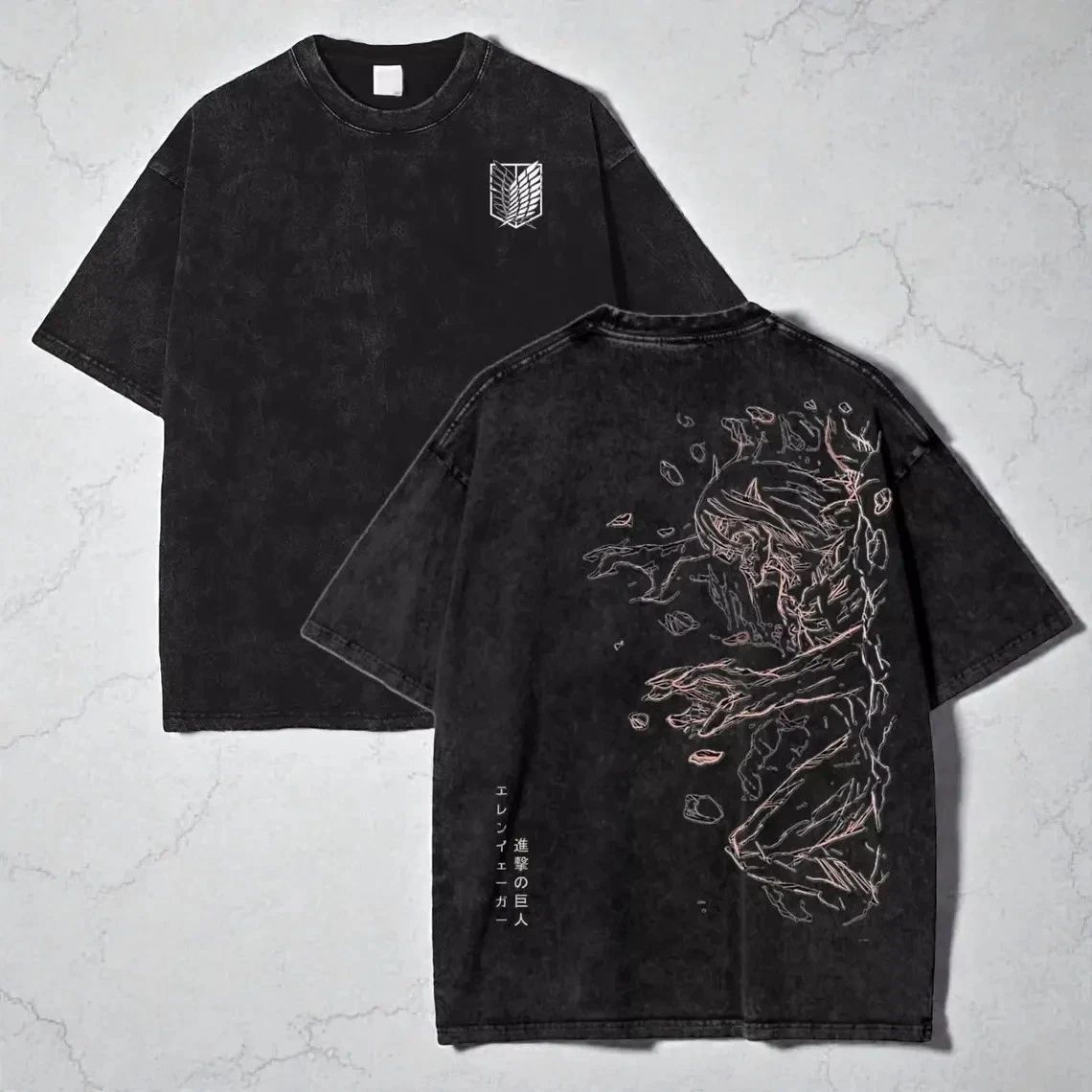 Distressed Attack On Titan Anime Tee | Retro Washed Shirt 3
