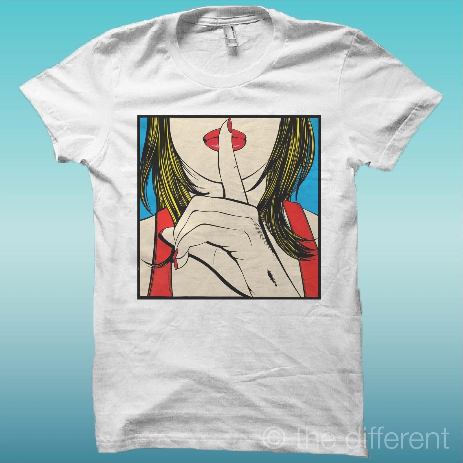 T-shirt " Quadro Girl Silence " White The Happiness Is Have My T-shirt New