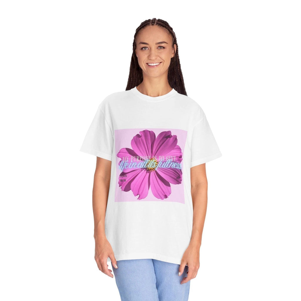 Floral Inspirational T-Shirt, Motivational Quote Tee, Garment-Dyed Summer Shirt,