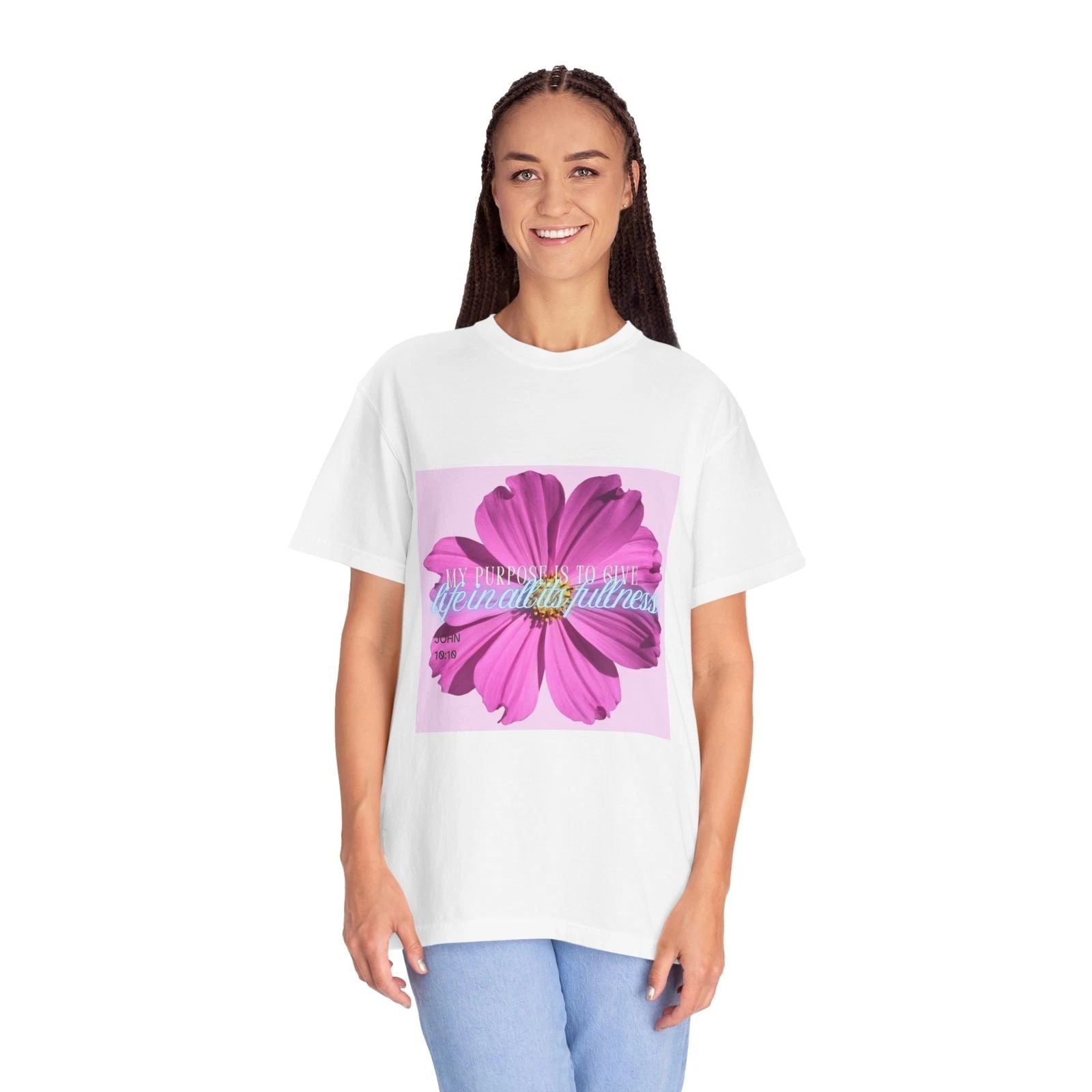 Floral Inspirational T-Shirt, Motivational Quote Tee, Garment-Dyed Summer Shirt,