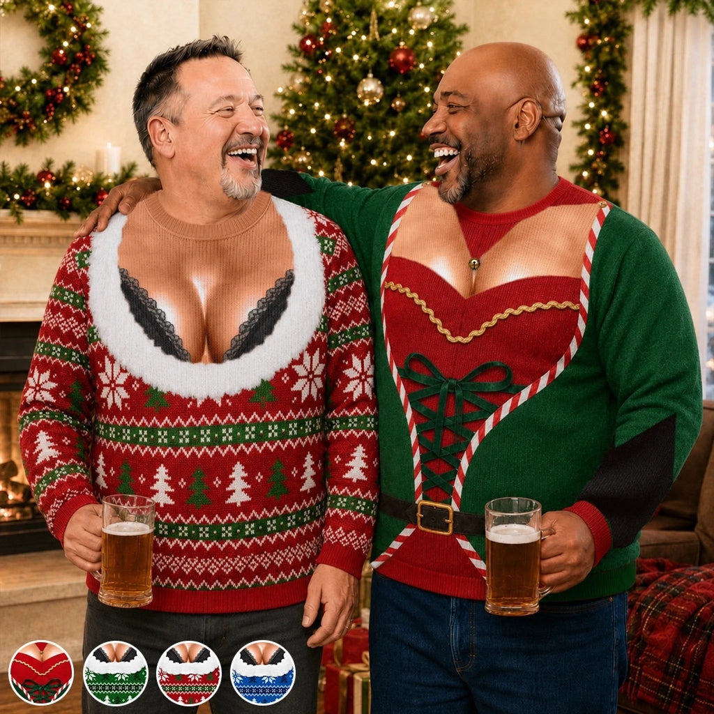 Custom Funny Ugly Sweatshirt - Personalized Christmas Birthday Gifts For Men - Light Up The Holiday Party