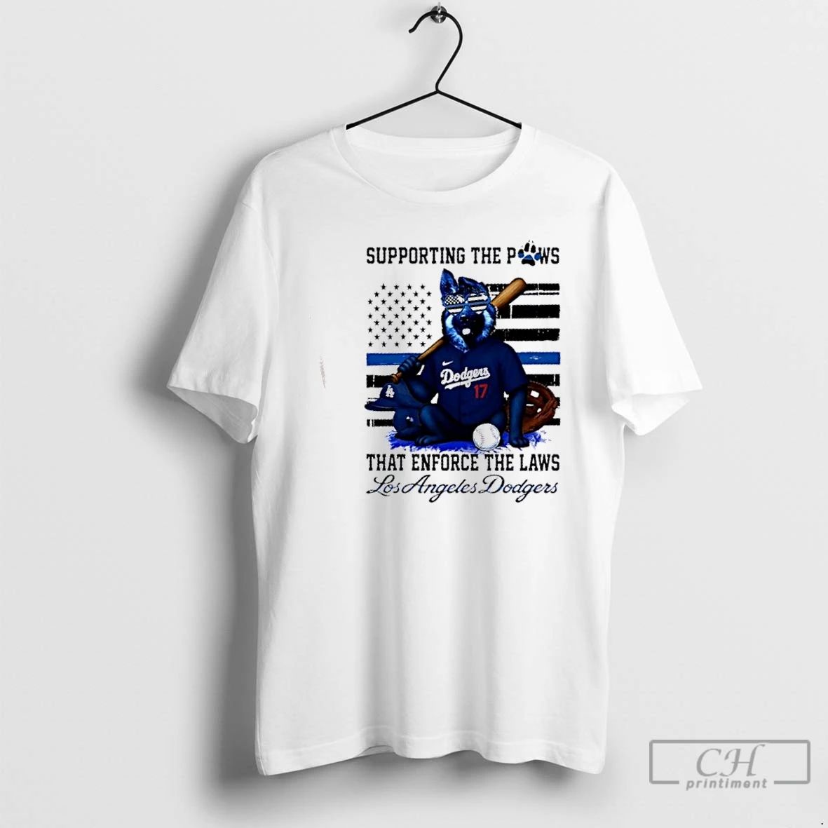 Classic Supporting The Paws That Enforce The Laws Los Angeles Dodgers Dog Us Flag