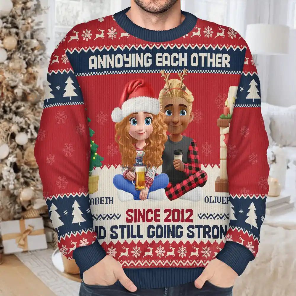 Annoying Each Other 3D Effect Couple - Personalized Unisex Ugly Sweater