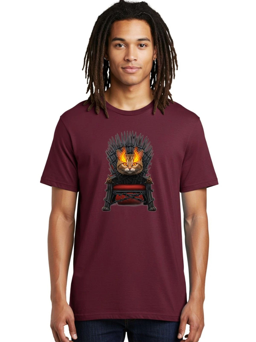 Iron-Throne-Cat-6 Mens Graphic Tee, 100% Cotton, Casual Summer Wear