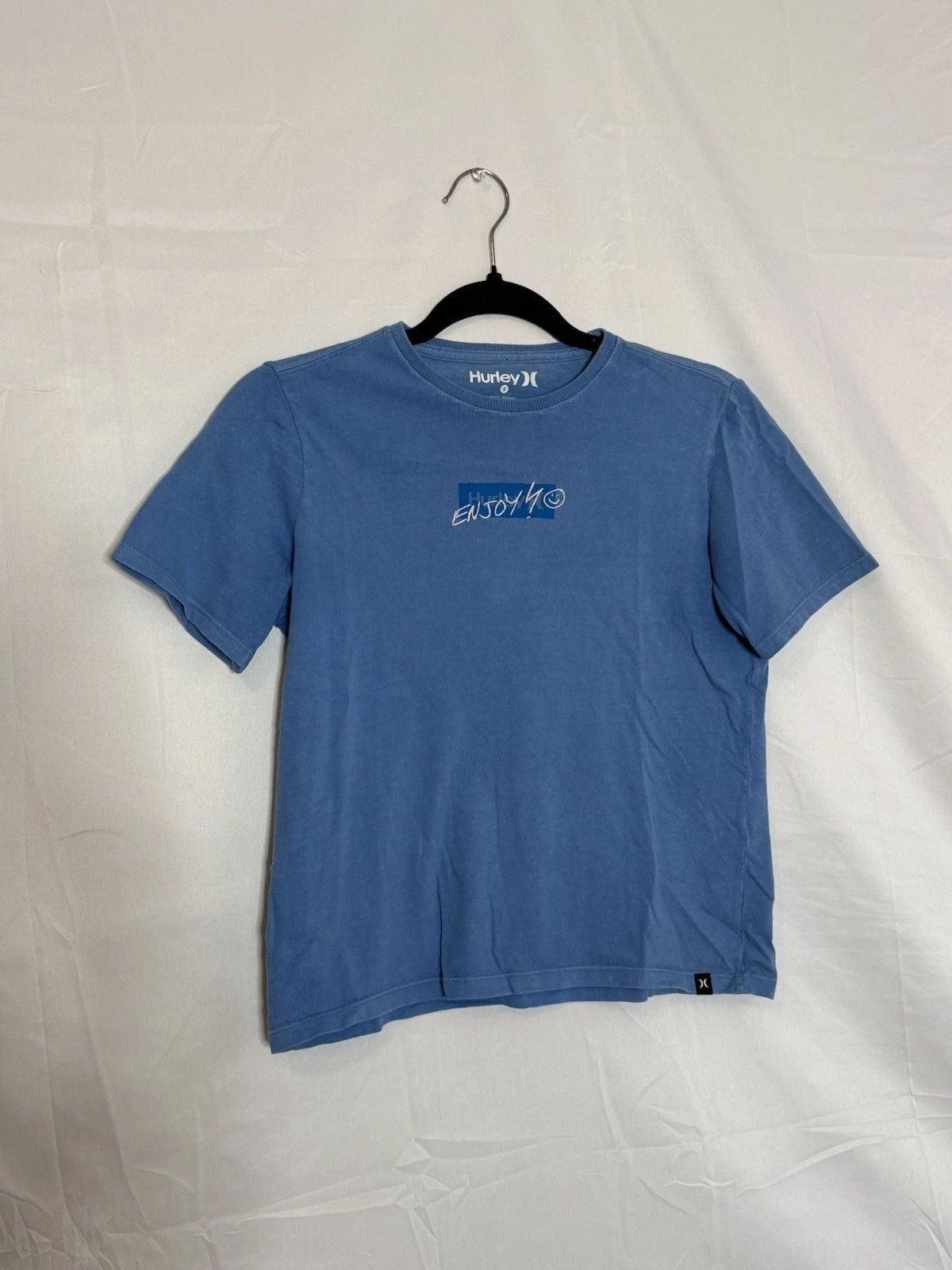 Hurley “Enjoy” Blue Graphic T-Shirt Men’s Small 100% Cotton Surf Skate Tee