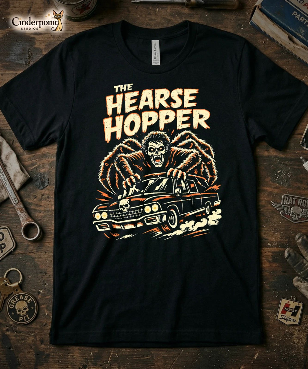 Hearse Hopper T-Shirt Retro Horror Punk Graphic Tee Psychobilly Monster S-5XL