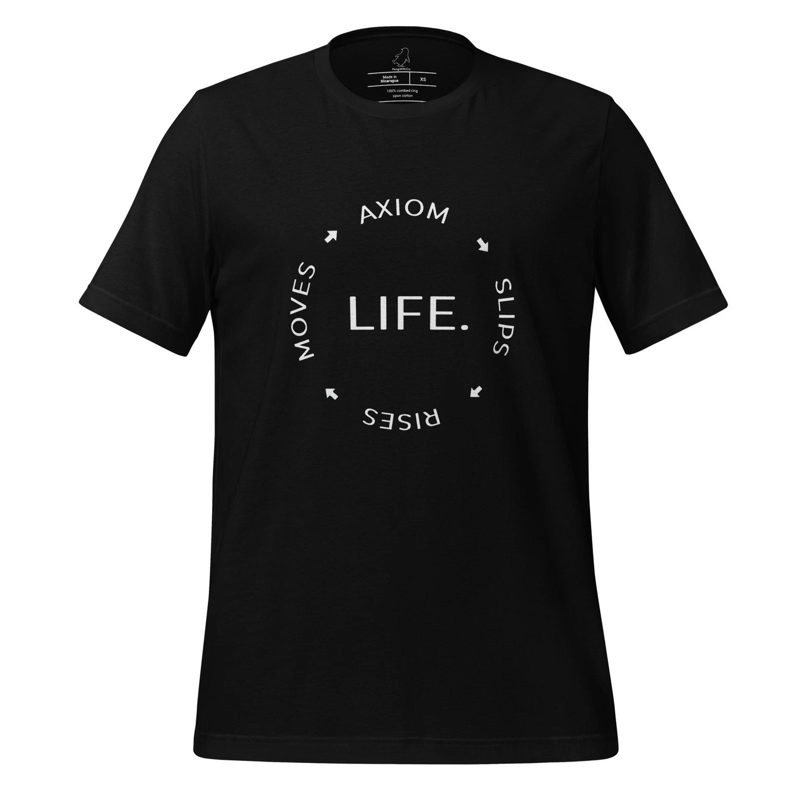 Axiom Philosophy T-Shirt Life Cycle Slips Rises Moves Minimalist Science Thinker