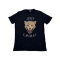 Just Cavalli Leopard Tiger Print T Shirt Tee Black Luxury Men's Size Slim L M