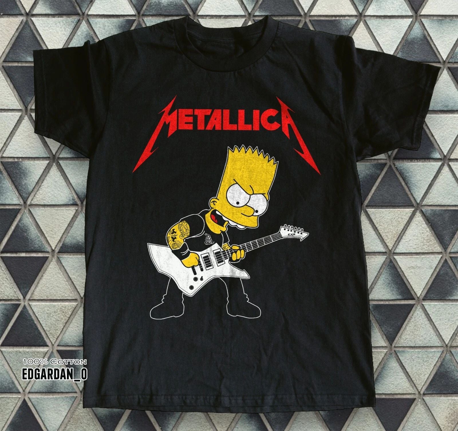 METALLICA - Bart Simpson Guitar Rock Fan Funny Black, White T-shirt S-5XL